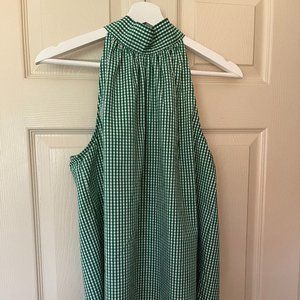 J. Crew green checked halter top